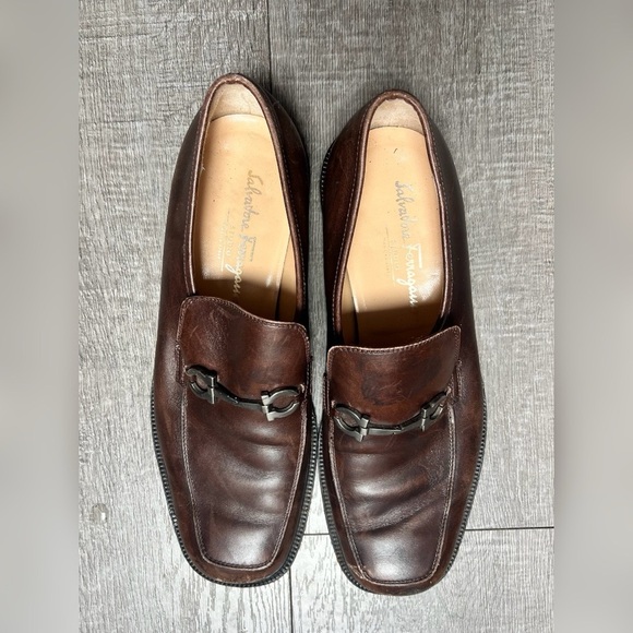 Salvatore Ferragamo Brown Leather Gancini Loafers $895 Size 8.5 - Picture 3 of 6
